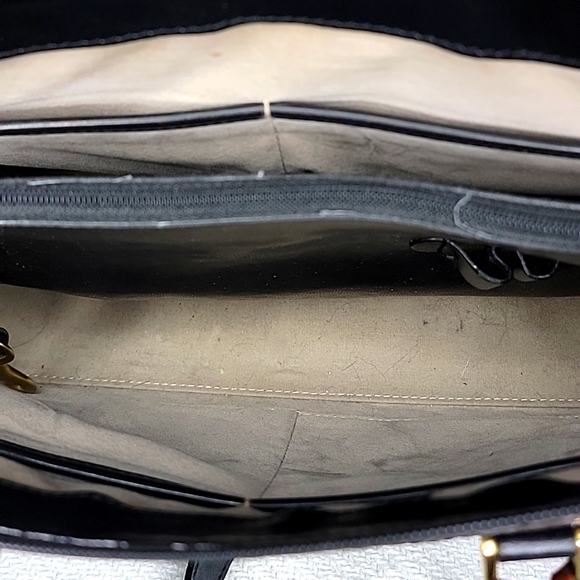 Brahmin Black & Brown Leather Croc Shoulder Bag / Satchel. - Picture 6 of 9